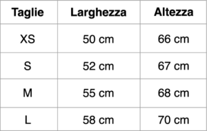 TABELLA TAGLIE FELPA NERA